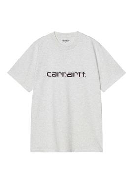 Camisa Carhartt Script cinza para homem.