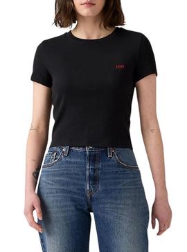 Camiseta Levi's em costela preta para mulher