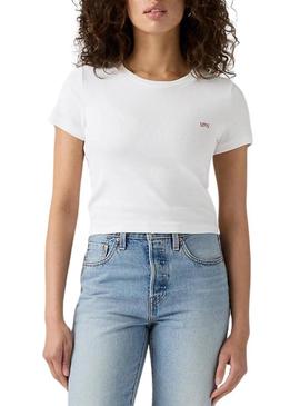 Camisa Levi's canelada branca para mulher.