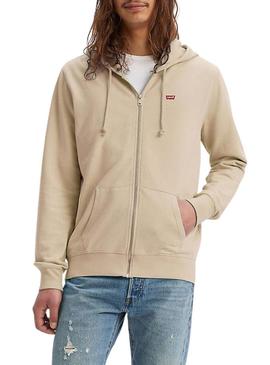 Moletom Levis Original Zip bege para homem.