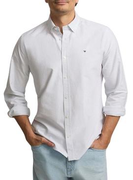 Camisa Silbon oxford listrada azul para homem.
