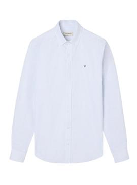 Camisa Silbon oxford listrada azul para homem.