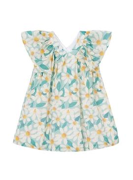 Vestido Mayoral margaridas azul e amarelo para menina