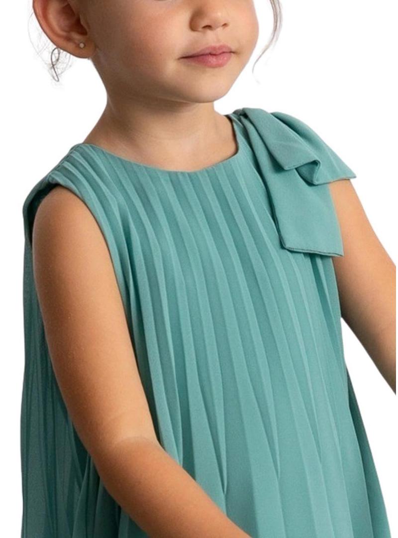 Vestido plissado azul turquesa da Mayoral para menina.