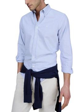 Camisa El Ganso Oxford lisa azul para homem.