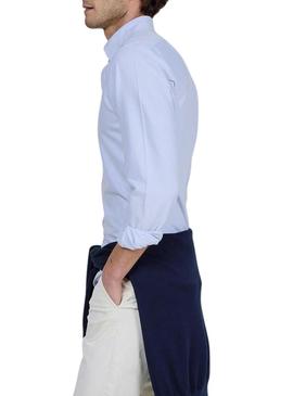 Camisa El Ganso Oxford lisa azul para homem.