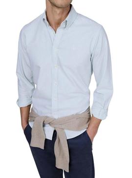 Camisa El Ganso Yale verde e branco listrada para homem.