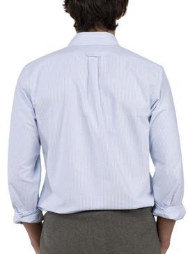 Camisa El Ganso Yale azul e branco listrado para homens