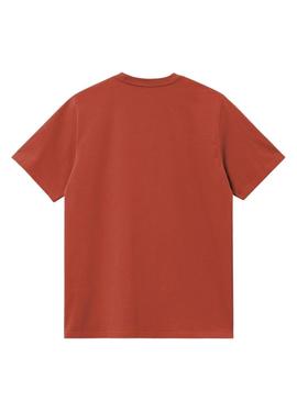 Camiseta Carhartt American Script laranja para homem.