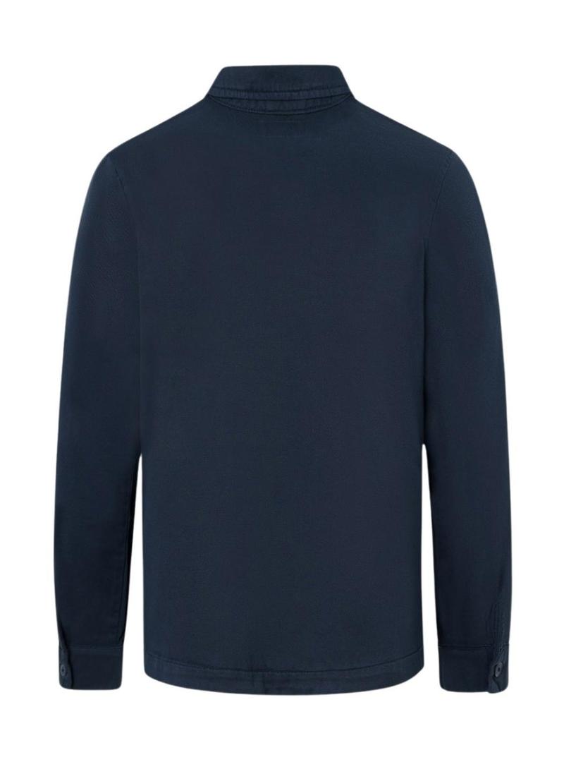 Camisa de manga longa Silbon com remendos azul marinho para homem.