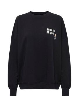 Moletom Only Teddy Cool preto para mulher.