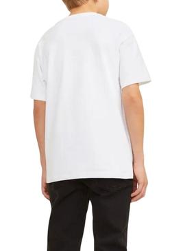 Camiseta Jack and Jones Caleb Varsity branca criança.