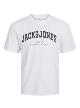 Camiseta Jack and Jones Caleb Varsity branca criança.
