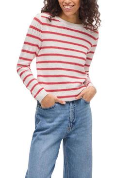 Camisola Vila Vidalo branca e vermelha para mulher