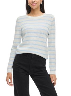 Camisola Vila Vidalo branca e azul para mulher