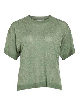 Camisa de malha verde Vila Vinowy para mulher.