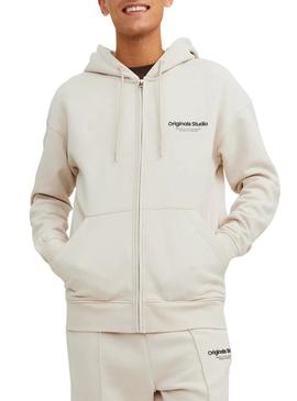 Moletom Jack and Jones Vesterbro bege para homens.