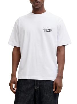 Camiseta Jack and Jones Norrebro branca para homem.