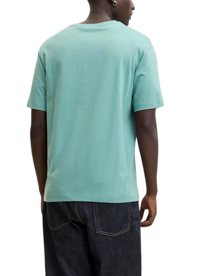 Camiseta Jack and Jones Corp azul turquesa para homem.