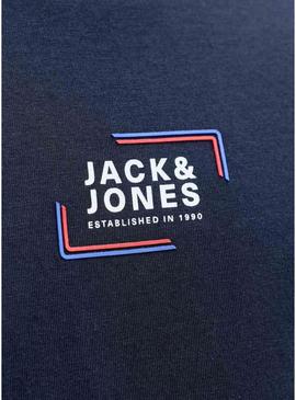 Camiseta Jack and Jones Corp azul marinho para homem.