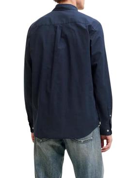 Camisa Jack and Jones Henry azul marinho para homens.