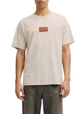 Camiseta Jack and Jones Frank bege para homem.