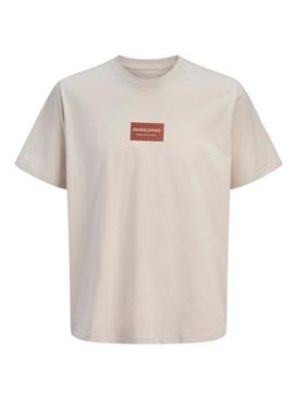 Camiseta Jack and Jones Frank bege para homem.