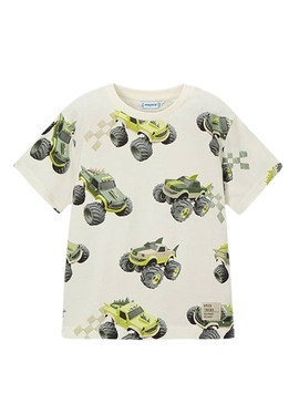 Camiseta Mayoral carros branco para menino