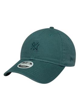 Boné New Era lavado Mini New York Yankees 9TWENTY verde escuro para mulher.