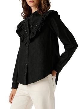 Camisa jeans Pepe Jeans Katia preta para mulher.