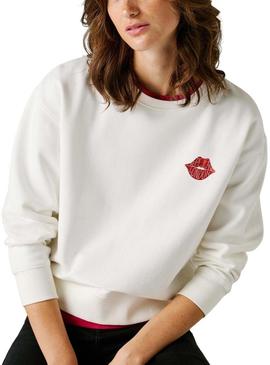 Moletom Pepe Jeans Letha branco para mulher.