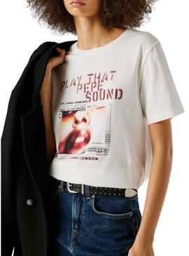 Camisa Pepe Jeans Brina branca para mulher.