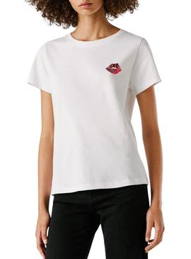 Camiseta Pepe Jeans Brule branca para mulher.
