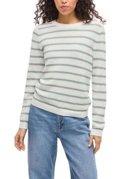 Camisola Vila Vidalo branca e verde para mulher.