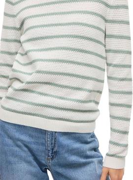 Camisola Vila Vidalo branca e verde para mulher.