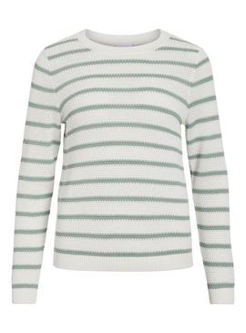 Camisola Vila Vidalo branca e verde para mulher.