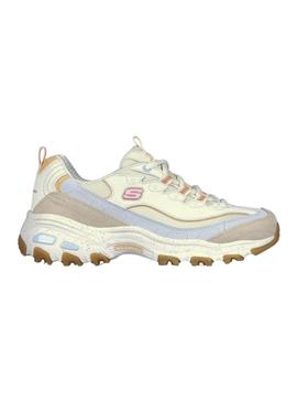 Sapatilhas Skechers D Lites Bold bege para mulher.