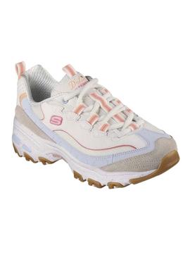 Sapatilhas Skechers D Lites Bold bege para mulher.