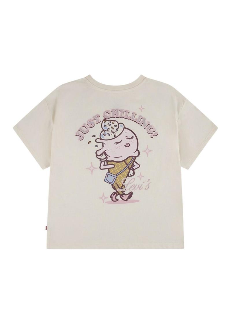 Camiseta Levis Just Chillling bege para menina.