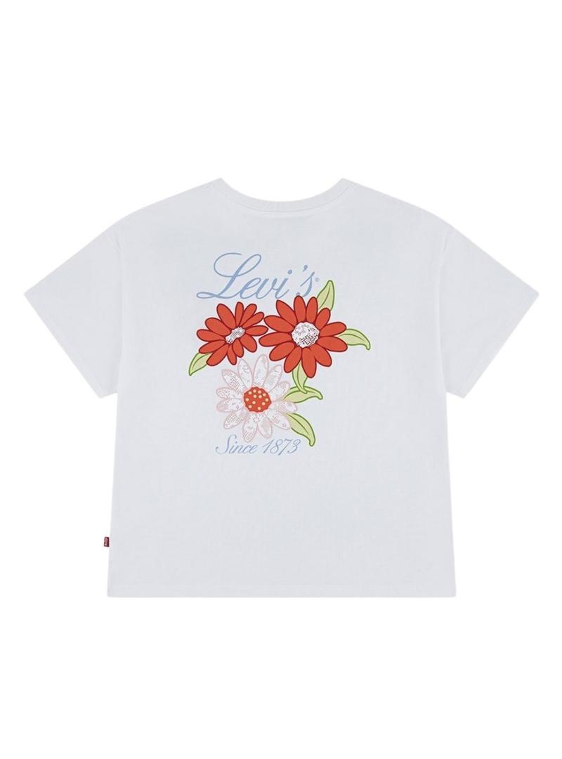 Camiseta Levis Floral branca para menina.