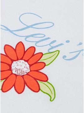Camiseta Levis Floral branca para menina.