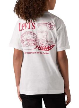Camisa Levis Burger Meal branca para criança.