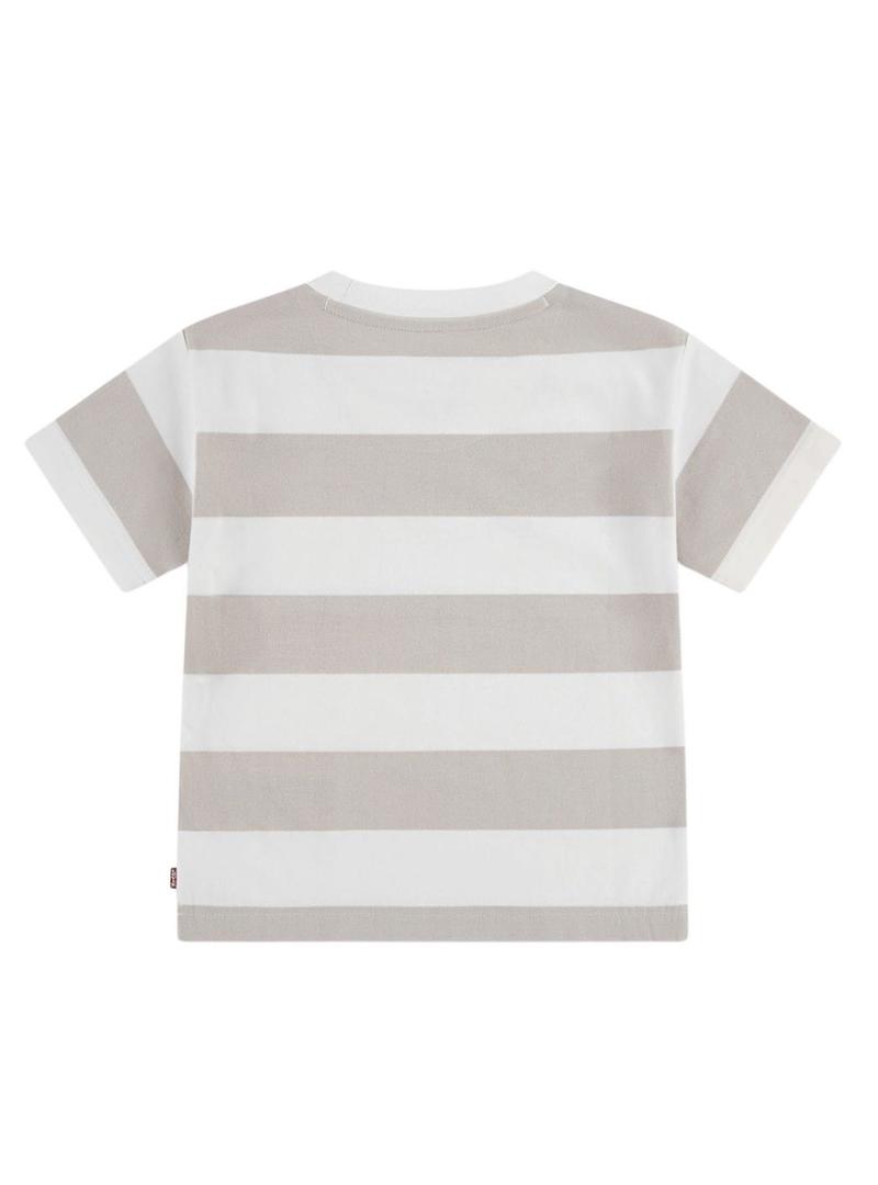 Camiseta Levis Big Stripe bege para menino.