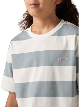 Camiseta Levis Big Stripe azul para criança.