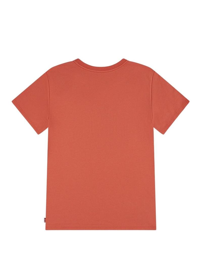 Camiseta Levis Chambray Applique coral para menina