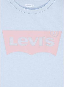 Camiseta Levis Batwing azul claro para meninas e meninos.