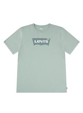 Camiseta Levis Batwing verde para menina e menino.