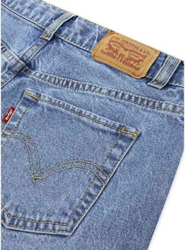 Short Levis A Line azul médio para menina.