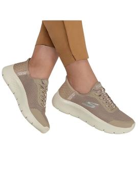 Sapatilhas Skechers Go Walk bege para mulher