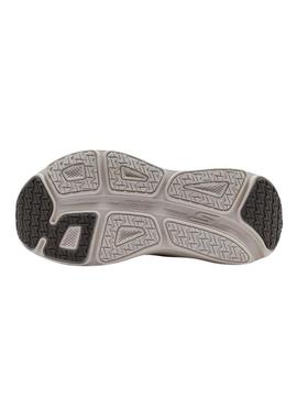 Sapatilhas Skechers Max Cushioning cinza e rosa para mulher.